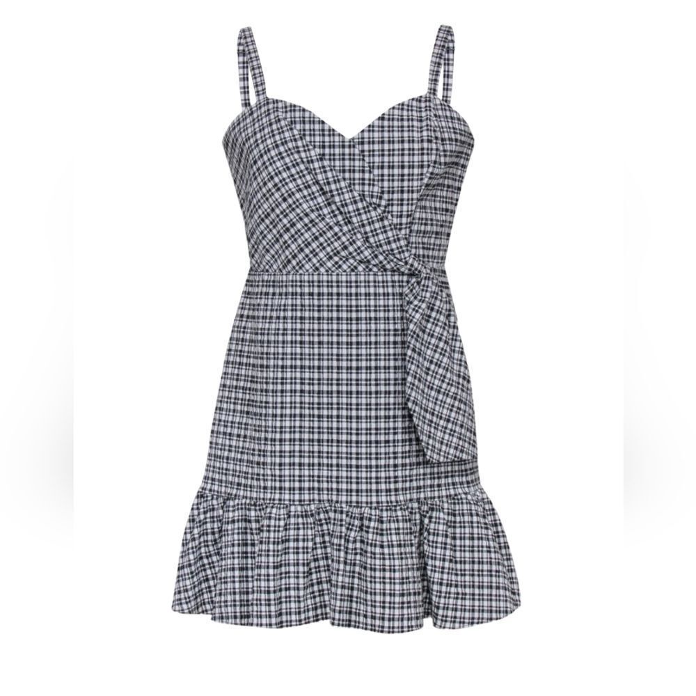 Parker black & White Plaid Gingham Mini Dress Large